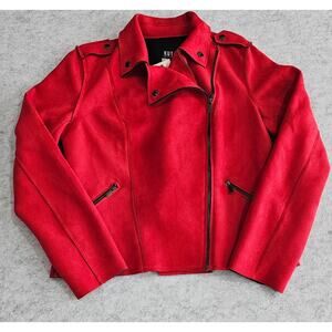 Kut From The Kloth Jacket Faux Suede, Moto, Red, Zippers, Womens Sz M NWT, New